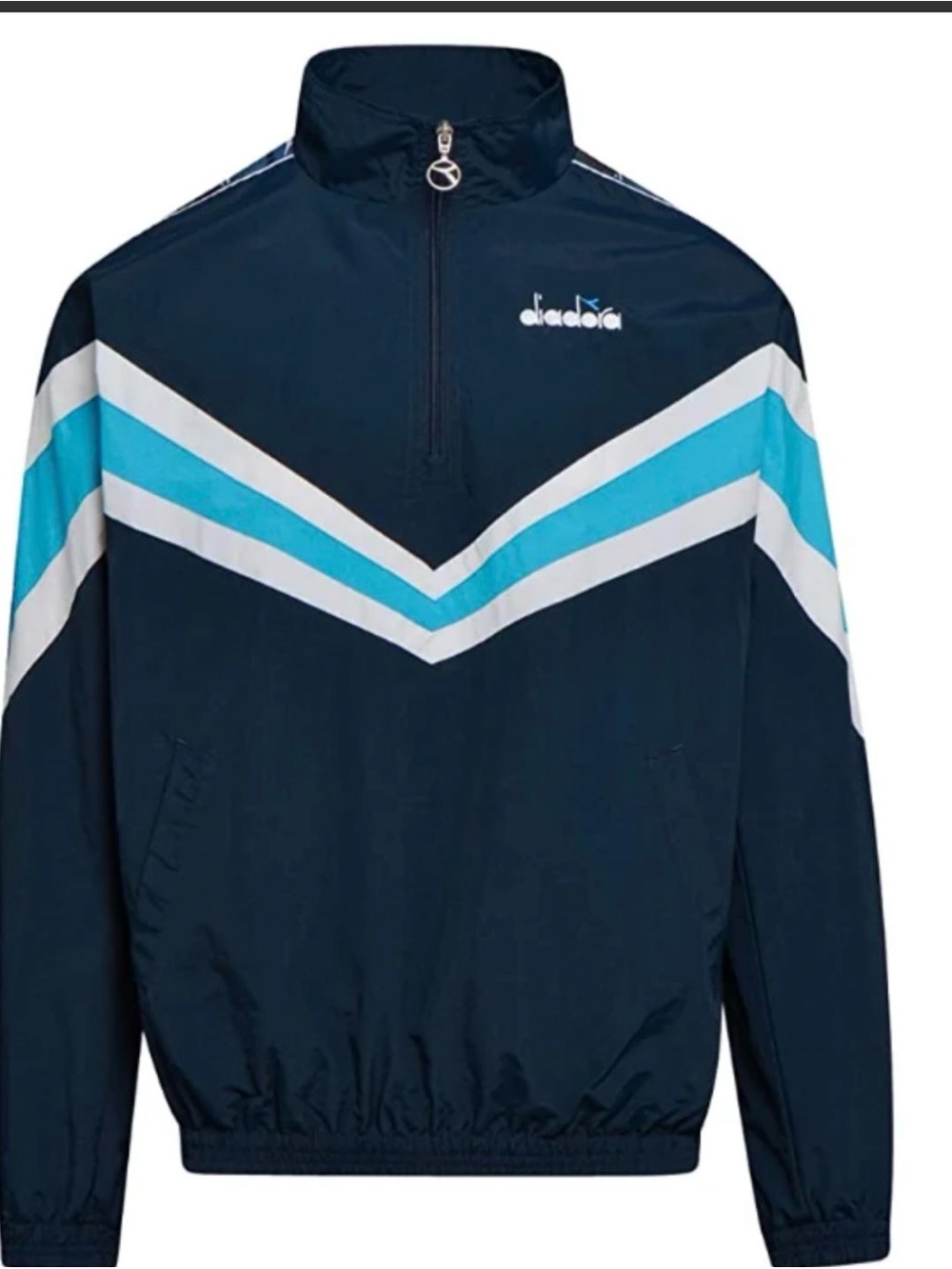 Diadora Navy Windbreaker with Turquoise and White Chevron